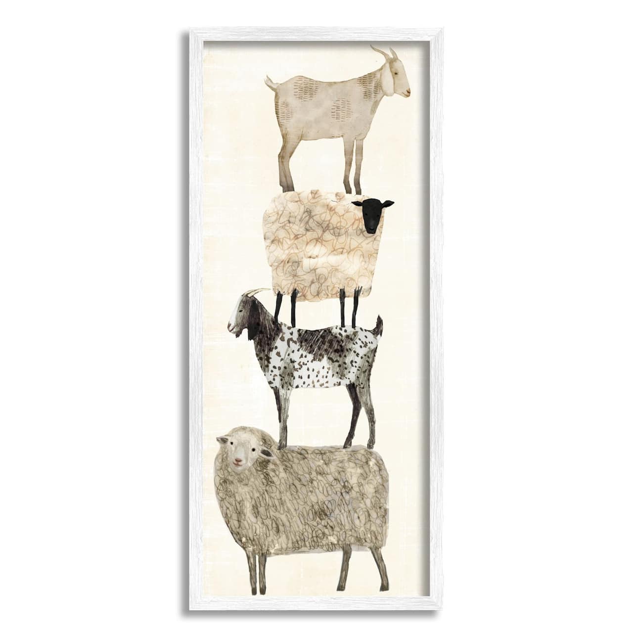 Stupell Industries Fun Stacked Sheep and Goats Farm Animals Framed Wall Art